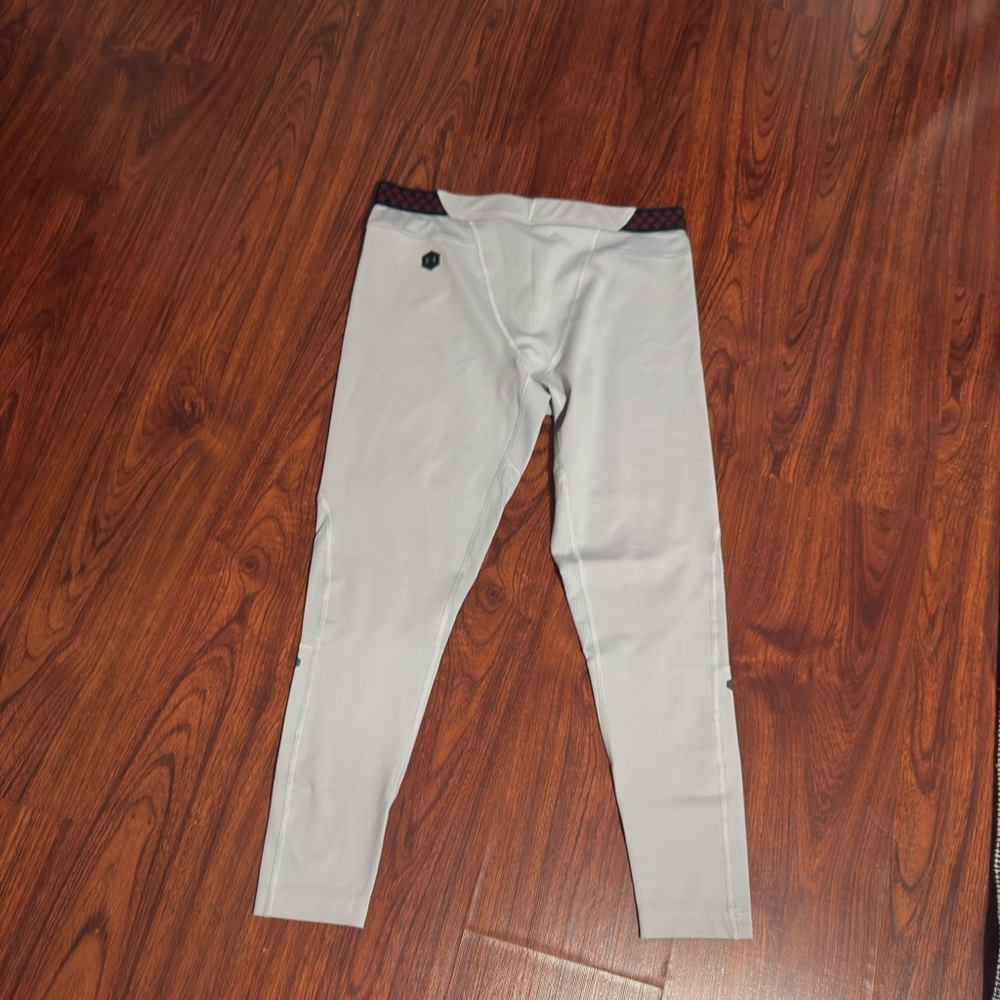 Under Armour Light Gray Leggings with Black Waistband